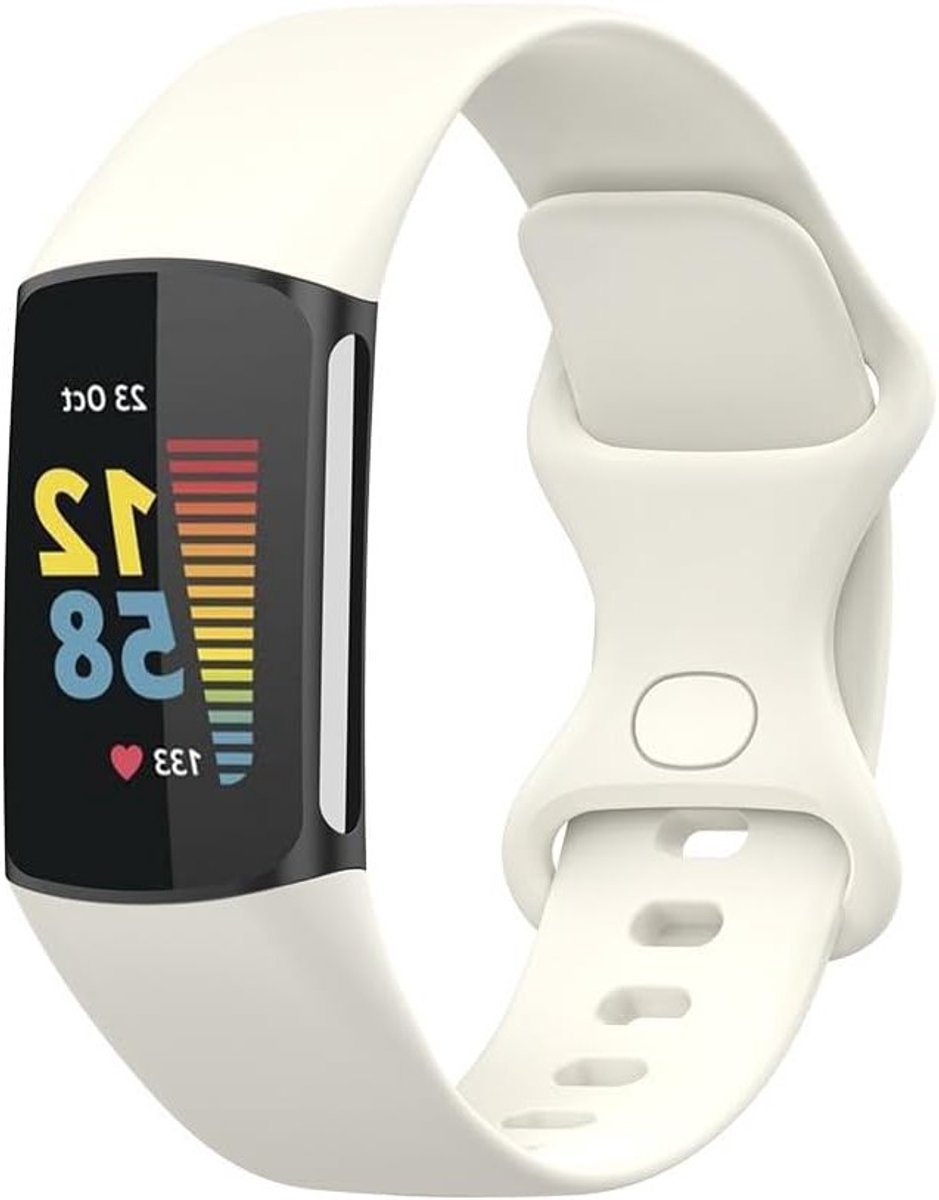 Comfortabele Silicone Sportband voor Fitbit Charge 6/Charge 5, Wit, Ademend en Duurzaam