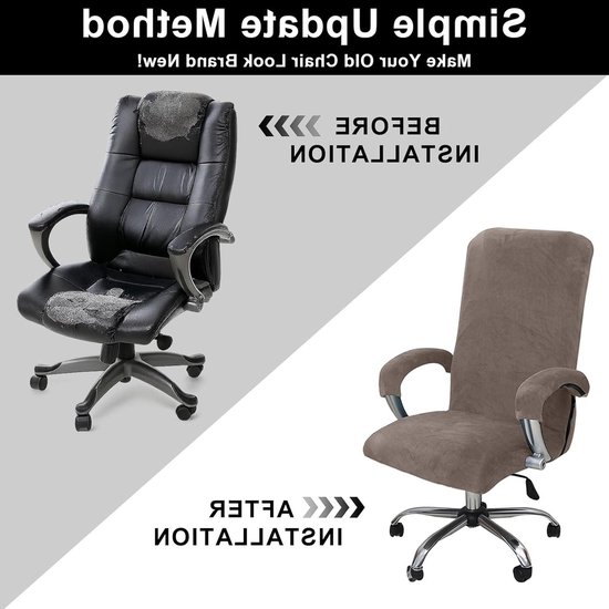 Zachte Bureauhoes met Armsteun en Hoofdgesteunde Gaming Stoelbekleding - Elastische Grijze en Beige Covers voor Comfort en Bescherming — afbeelding 4