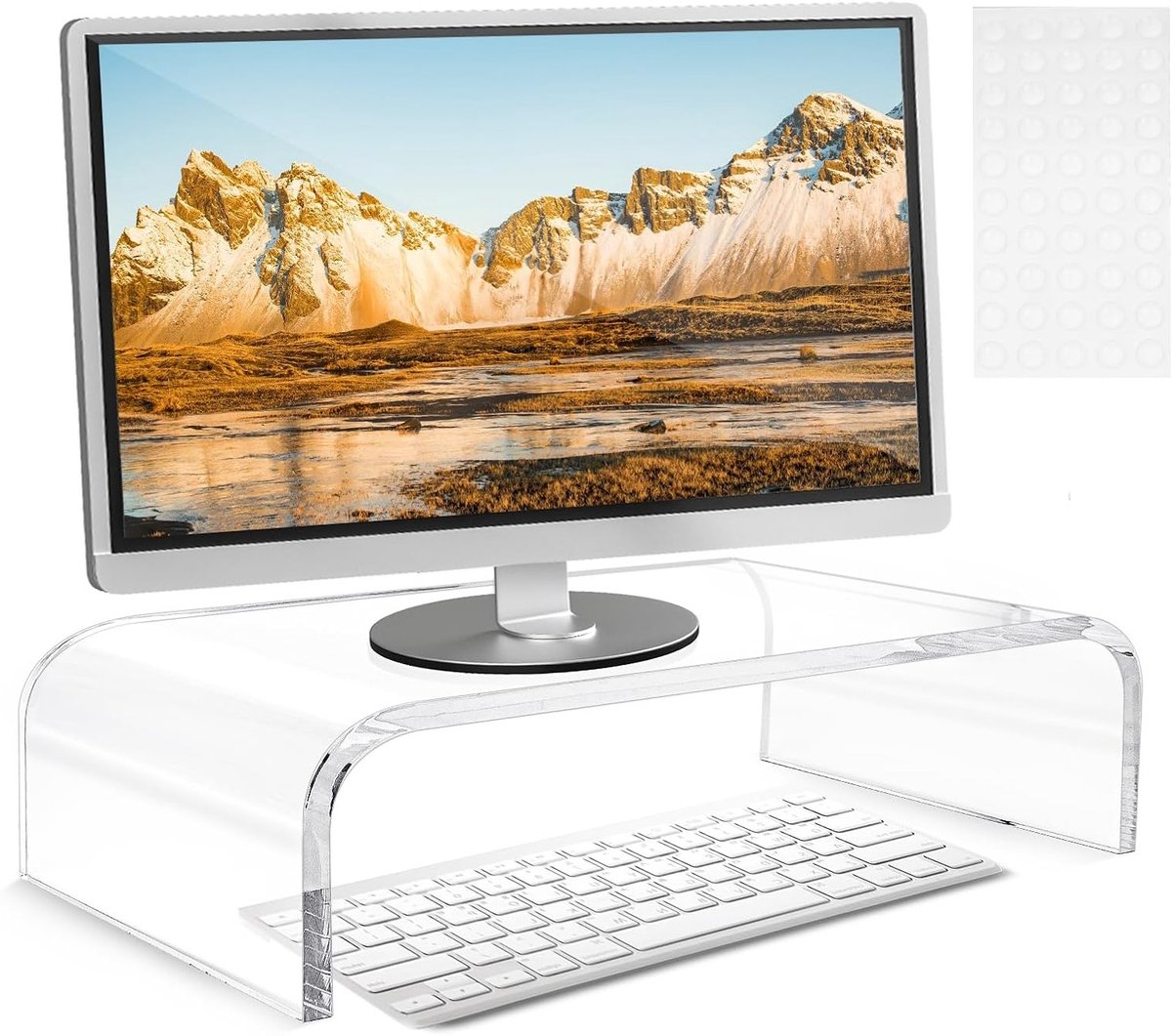 Monitor Riser van Acryl 34 x 19 x 10 cm - Verhoog je Scherm voor Ergonomisch Werken en Verbeterde Houding