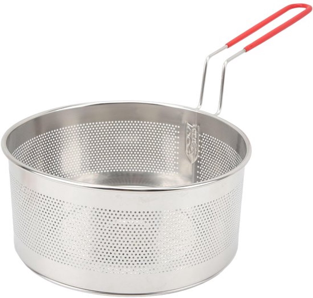 Frituurmand, RVS Frituurmand, Roestvrij, Vaatwasserbestendig, Antiinflammatoir, Ronde Handgreep, Evenwijdige Fijne Gaten voor Thuis (Groot 19.8cm)