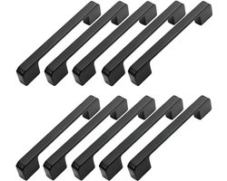 10 zwarte keukenkastgrepen van zinklegering, 96 mm, inclusief schroeven, geschikt voor bureaus, lades, kasten en kaptafels. 10 zwarte keukenkastgrepen van zinklegering, 96 mm, inclusief schroeven, geschikt voor bureaus, lades, kasten en kaptafels.