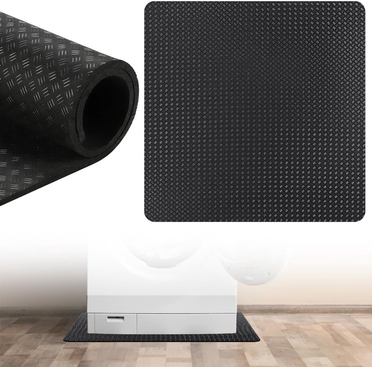 Anti-vibratie mat 60x60 cm voor wasmachine, droger en fitnessapparatuur - Waterdichte en antislip vloerbescherming, op maat te snijden