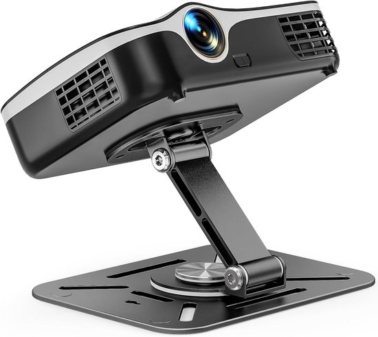 Verstelbare projectorstandaard 360° draaibaar, 180° verstelbare arm, stevig koolstofstaal, draagbaar, bureau muur plafond