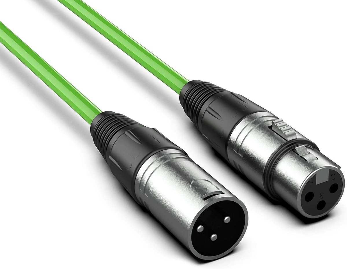 XLR Kabel - Microfoon Kabel - Muziek Opnemen - Zuivere Signaaloverdracht - 15 Meter - Groen