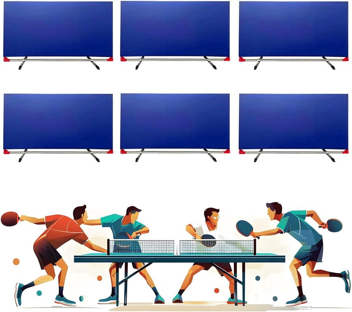Tafeltennis Barrière Set - Ping Pong Afscheiding - Bal Vangen - Gereedschapsloze Montage - 75 cm Hoog - Zwart