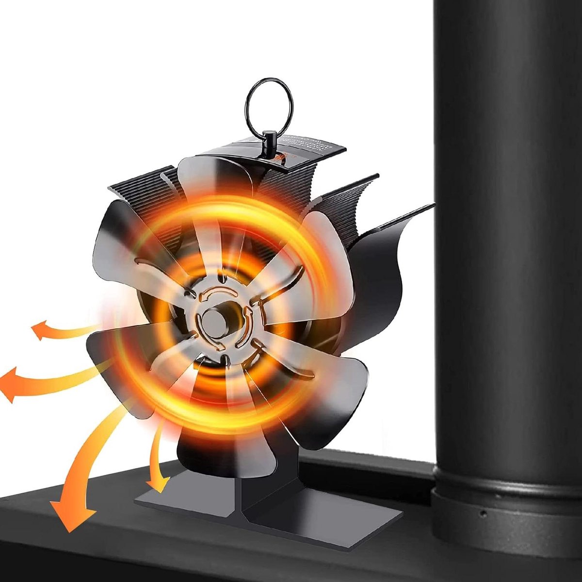 Houtkachel Ventilator - Kachel Ventilator - Warmte Verspreiden - Zes Bladen - Niet gespecificeerd - Zwart