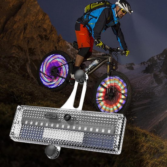 Fietswiel Verlichting - Spaaklampen LED - Veilig Fietsen - Dynamische Kleureffecten - 16 x 14 x 5 cm - Meerkleurig — afbeelding 2