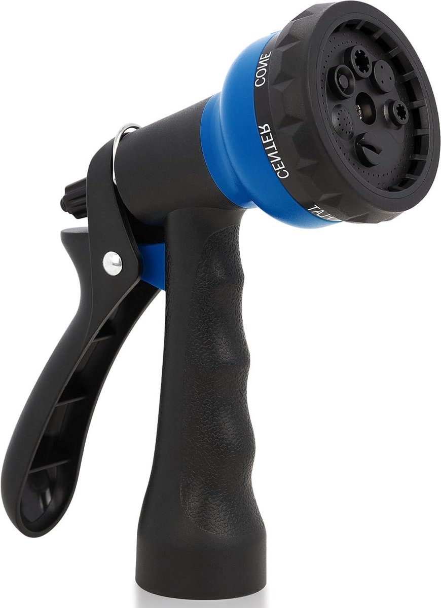Tuinslang Sproeier - Waterslang Mondstuk - Planten Water Geven - 7 Sproei Patroon - 3/4 Inch - Blauw