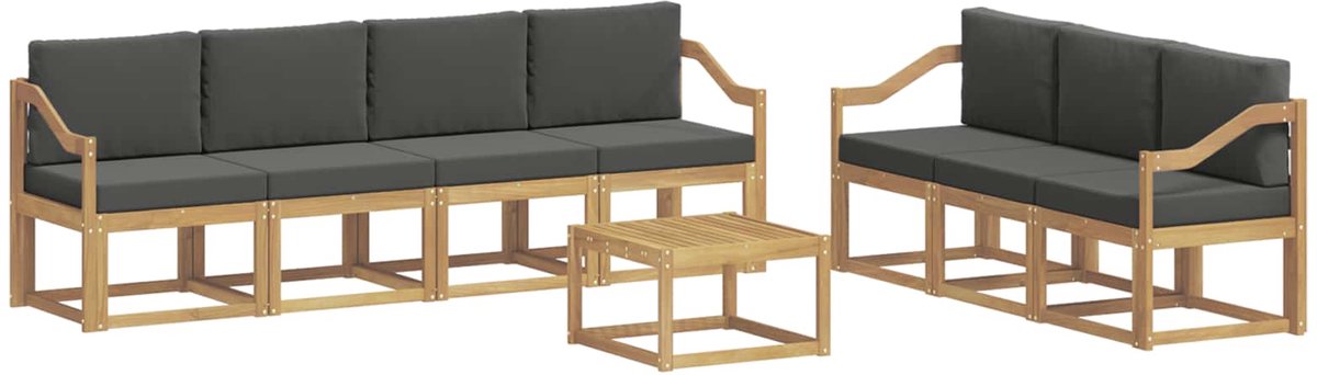 vidaXL Buiten - bank - set - 7 - st - 7-zits - Wit - en - antracietkleurig wit en antracietkleurig
