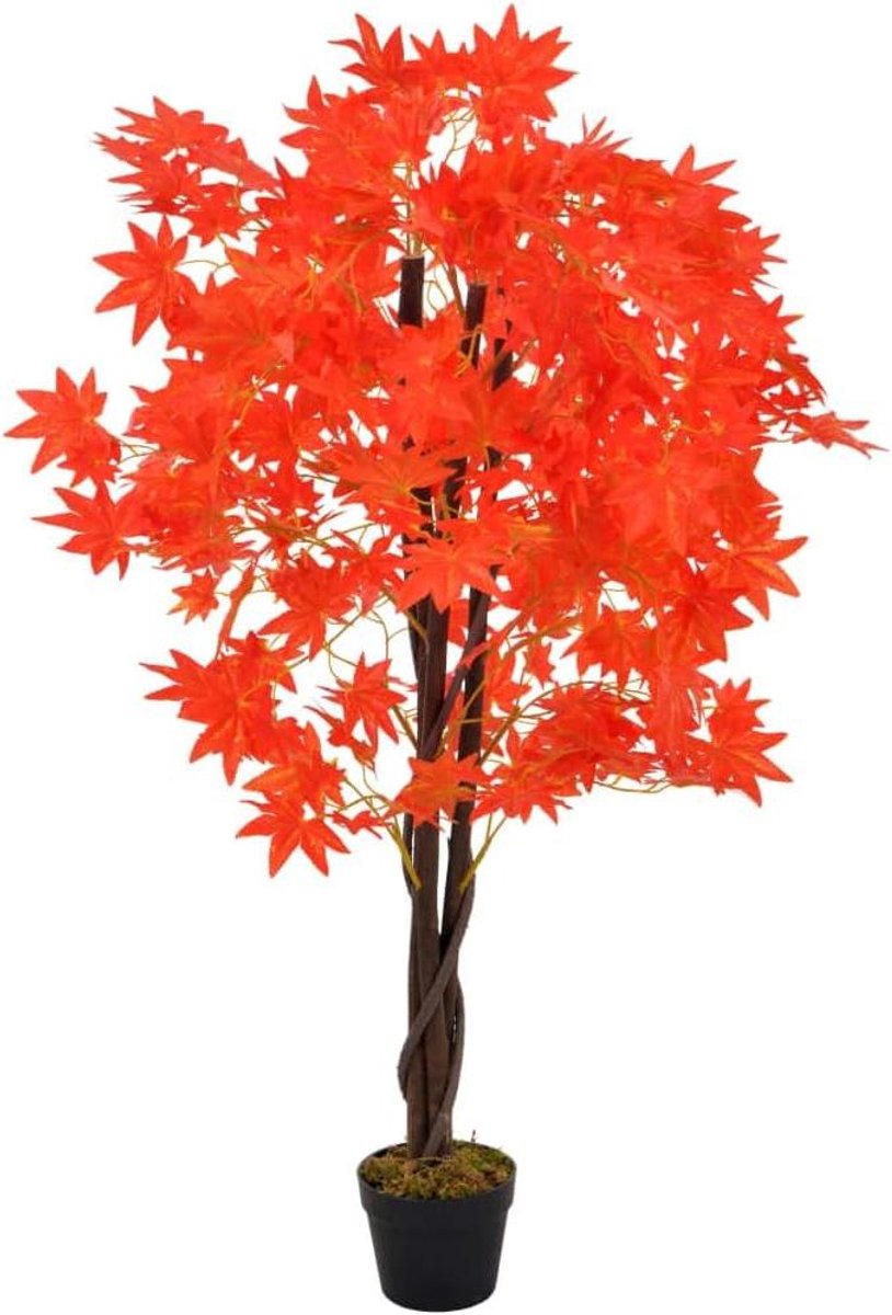 Kunstplant Esdoornboom - Decoratieve boom - Interieur verfraaien - Levensechte replica - 120 cm hoog - Rood