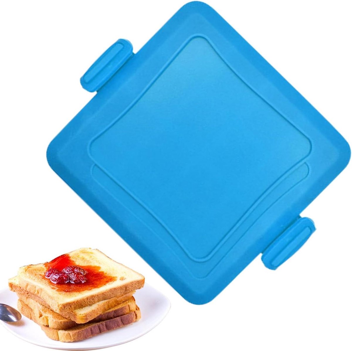 Sandwichgrill - Snackmaker - Ontbijt Maken - Draadloos Magnetron Gebruik - 16x14x3cm - Blauw