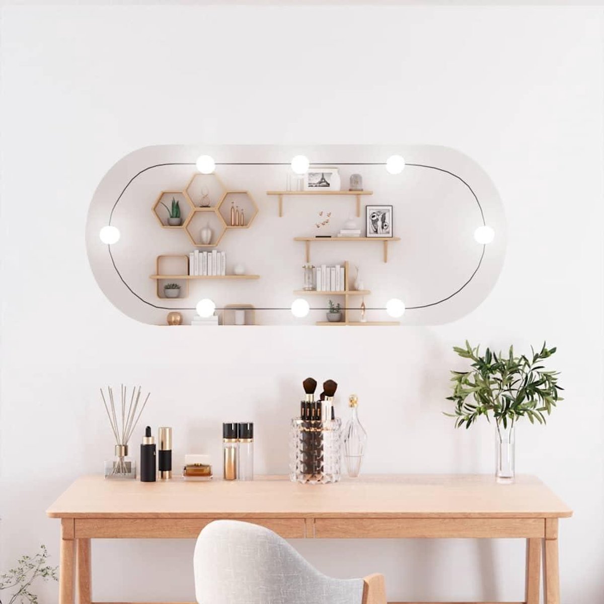 Wandspiegel met LED - Verlichte spiegel - Make-up aanbrengen - Verstelbare kleurmodus - 40 x 90 cm - Glas