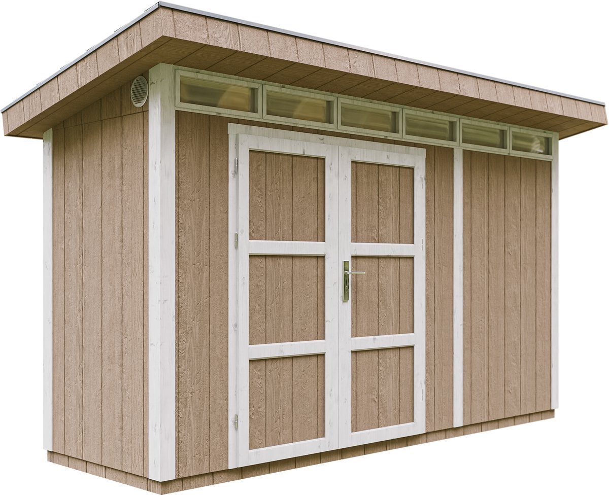 Bol.com Timbela M902A-TERRA BROWN - LP SmartSide Tuinhuis op houtbasis - 4 m² - 161x412xH239 cm - met vloer en verf aanbieding
