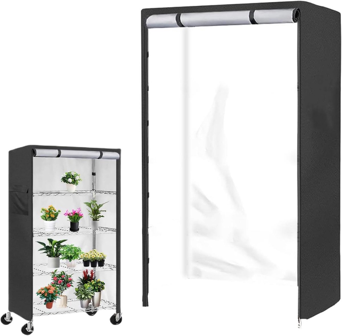 Draadrek Afdekking - Plank Inzet - Stof Bescherming - Met Ritssluiting - 30x200x30cm - Zwart