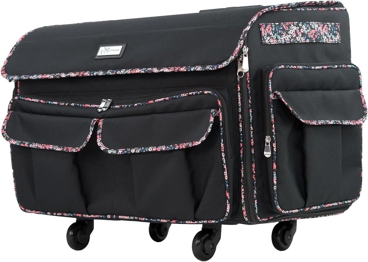 Naaimachine Koffer - Roller Tas - Naaispullen Opbergen - 21 Opbergvakken - 62 x 33 x 39 cm - Zwart
