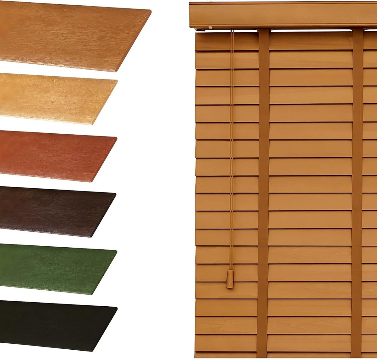 Houten jaloezieën - Vensterdecoratie - Lichtregeling - 5 cm lamellen - Op maat - Kaki