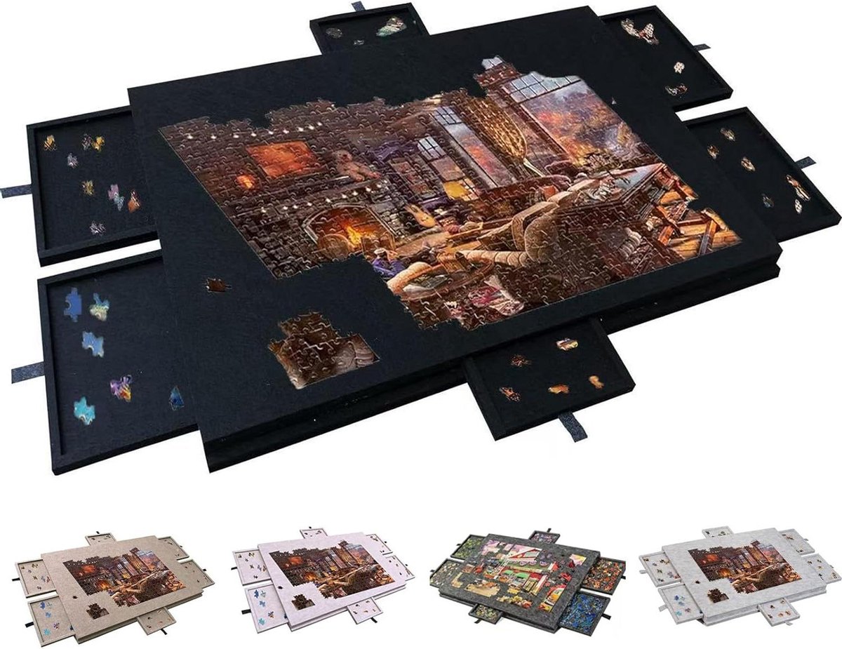 Puzzelbord - Puzzeltafel Puzzelmat - Puzzels Maken - Kantelbaar Met Laden - 90 x 64 cm - Grijs