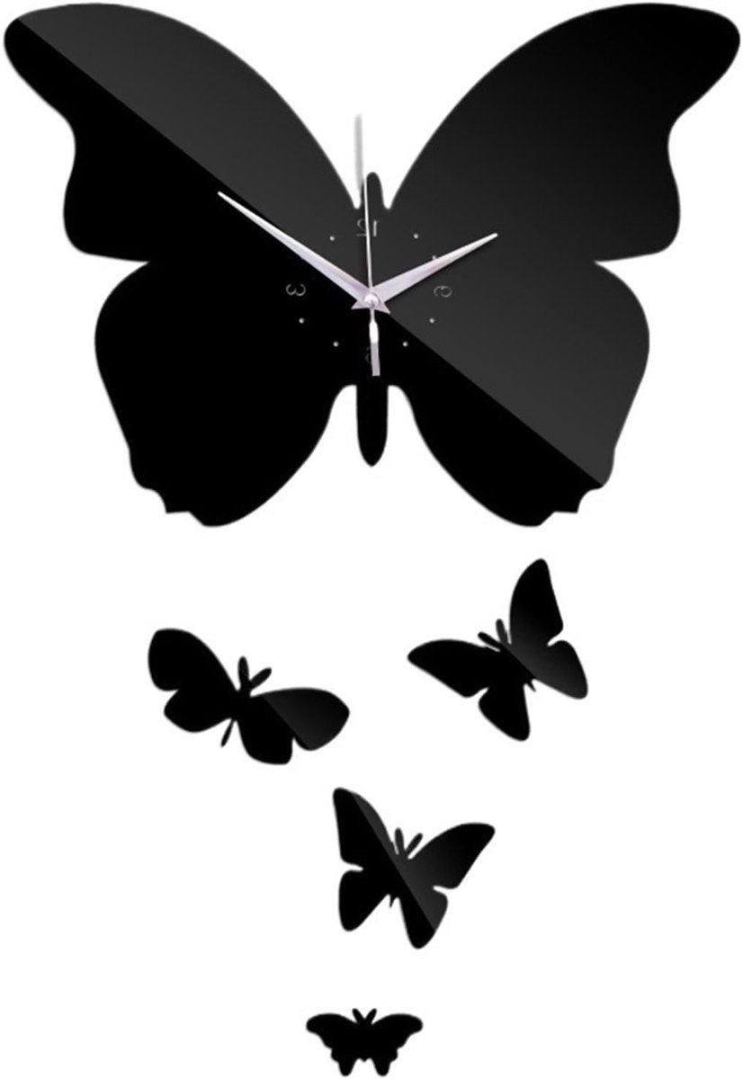 Wandklok Stickers - Spiegel Horloge - Huis Decoratie - Modern Design - 45x45 cm - Zwart