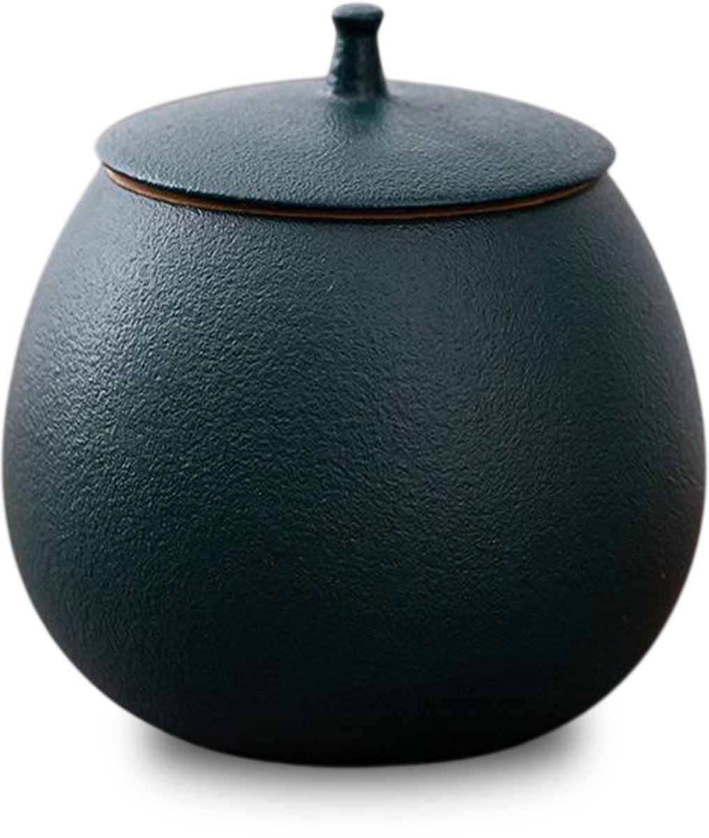Akerz Mini Urn Keramiek Antraciet – 200ML – Moderne Herinneringsurn voor Mens of Huisdier – Inclusief Beschermzakje – Decoratieve Asurn met Deksel