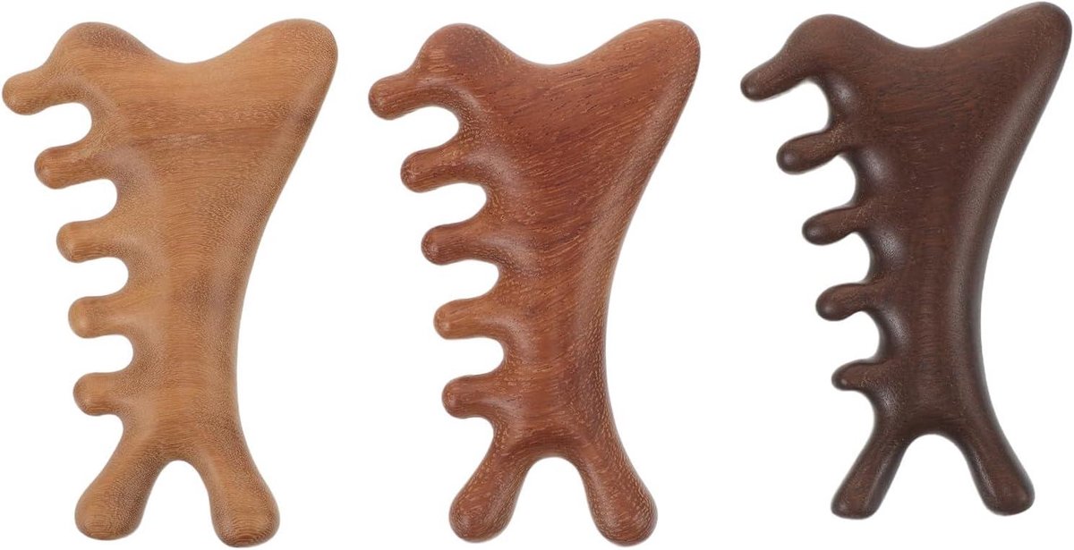 Houten Massagekam - Ontspanningskam Acupunctuur - Hoofdhuid Verzorging - Natuurlijk Sandelhout - 10 x 6.5 cm - Houtkleur