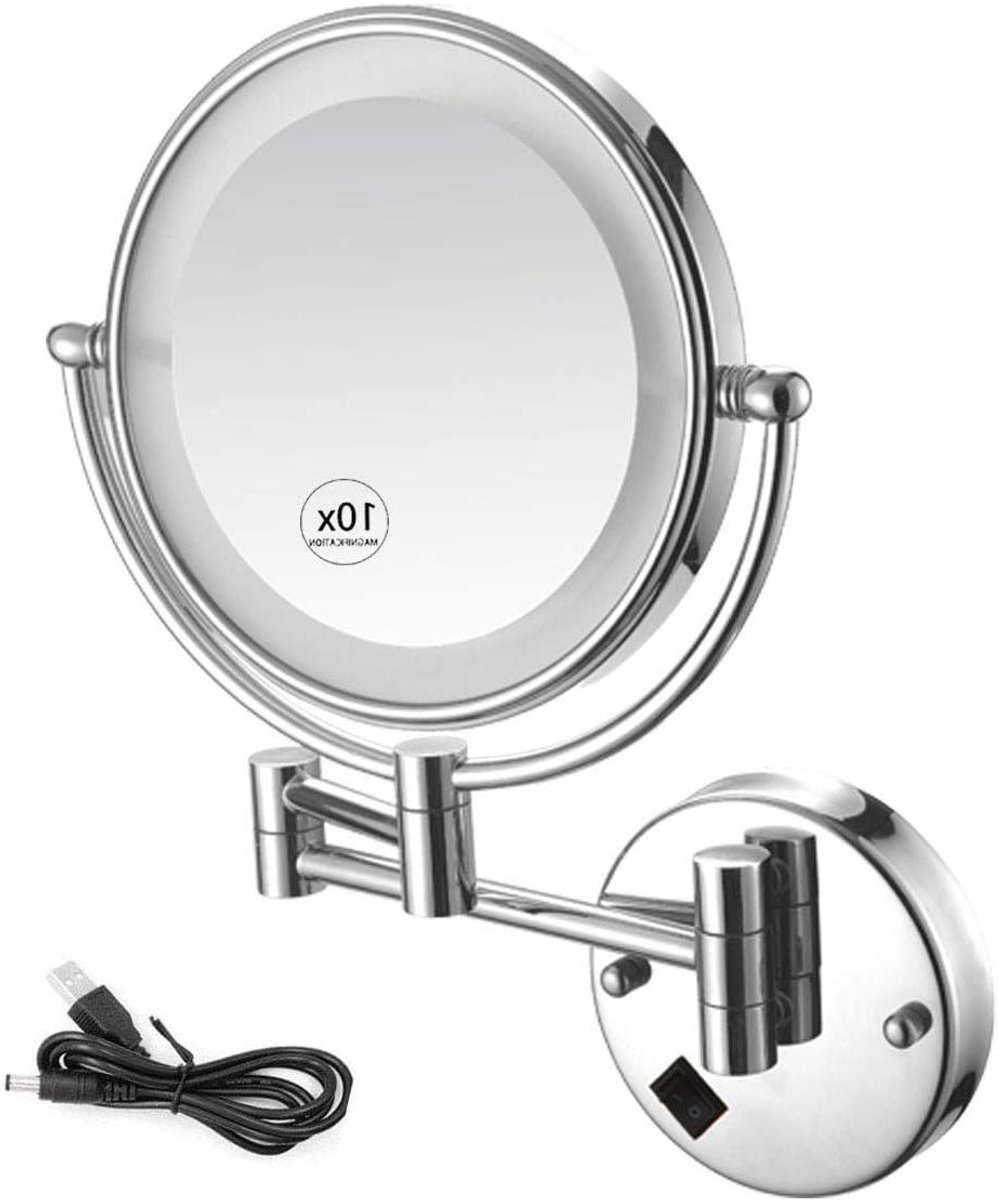 Verlichte Make-up Spiegel - Vergrootspiegel Badkamer - Precisie Make-up - Dubbelzijdig Draaibaar - 8 Inch - Chroom