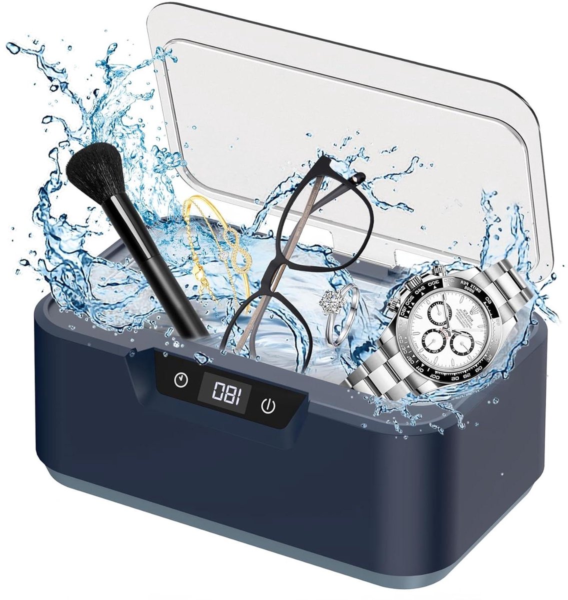 Ultrasone Reiniger - Sieraden Schoonmaker - Diepe Reiniging - 48 kHz Krachtige Golven - 400 ml Capaciteit - Wit