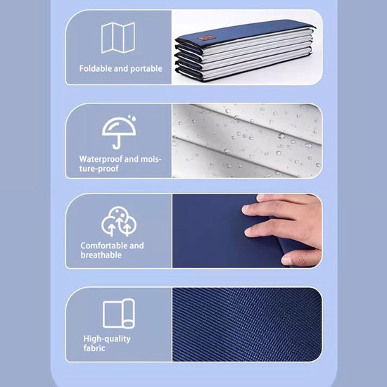 Opvouwbaar Kampeerbedje - Slaapmat Buiten - Comfortabel Slapen - 185x65cm 50mm Dik - Draagbare Mat - Blauw — afbeelding 4