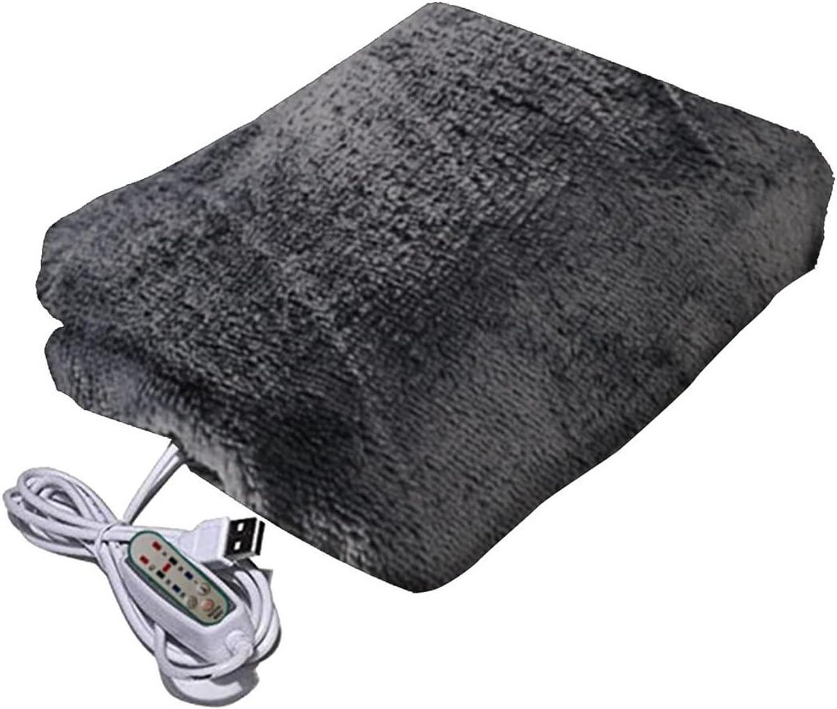 Elektrische deken - Warme pluche - Comfortabel warm blijven - 3 temperatuurstanden - 100x65cm - Grijs
