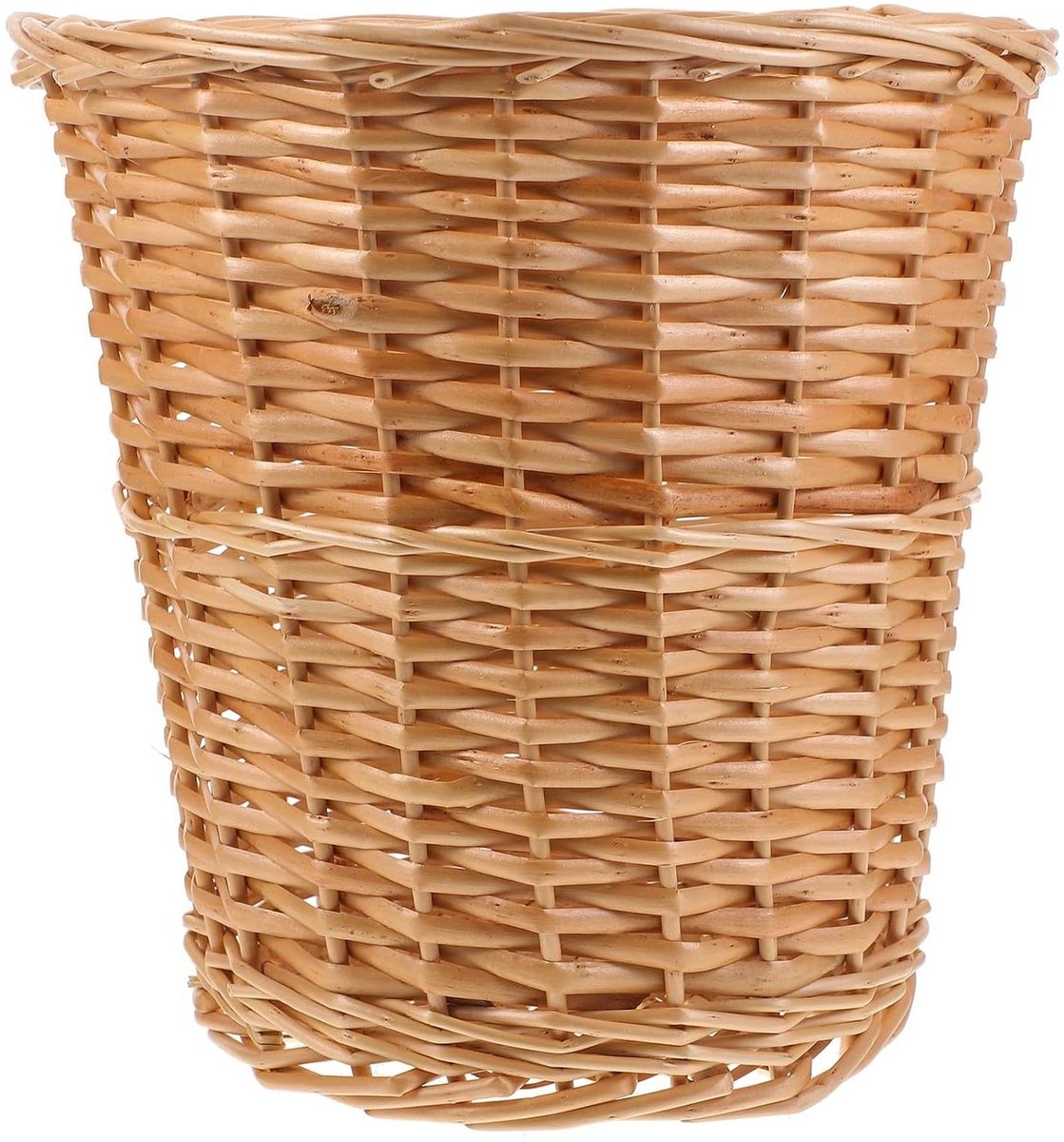Geweven Prullenbak - Rieten Mand - Thuis Decoratie - Natuurlijke Afwerking - 28.5 cm Hoog - Lichtgeel