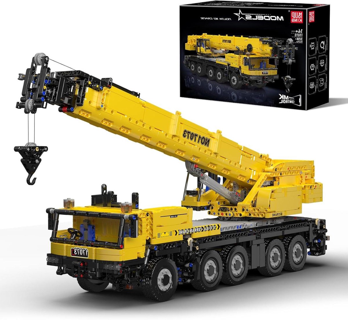 Afstandsbediende Kraan - Bouwsteen Model - Technisch Bouwen - App en Afstandsbediening - 3218 Delen - Geel