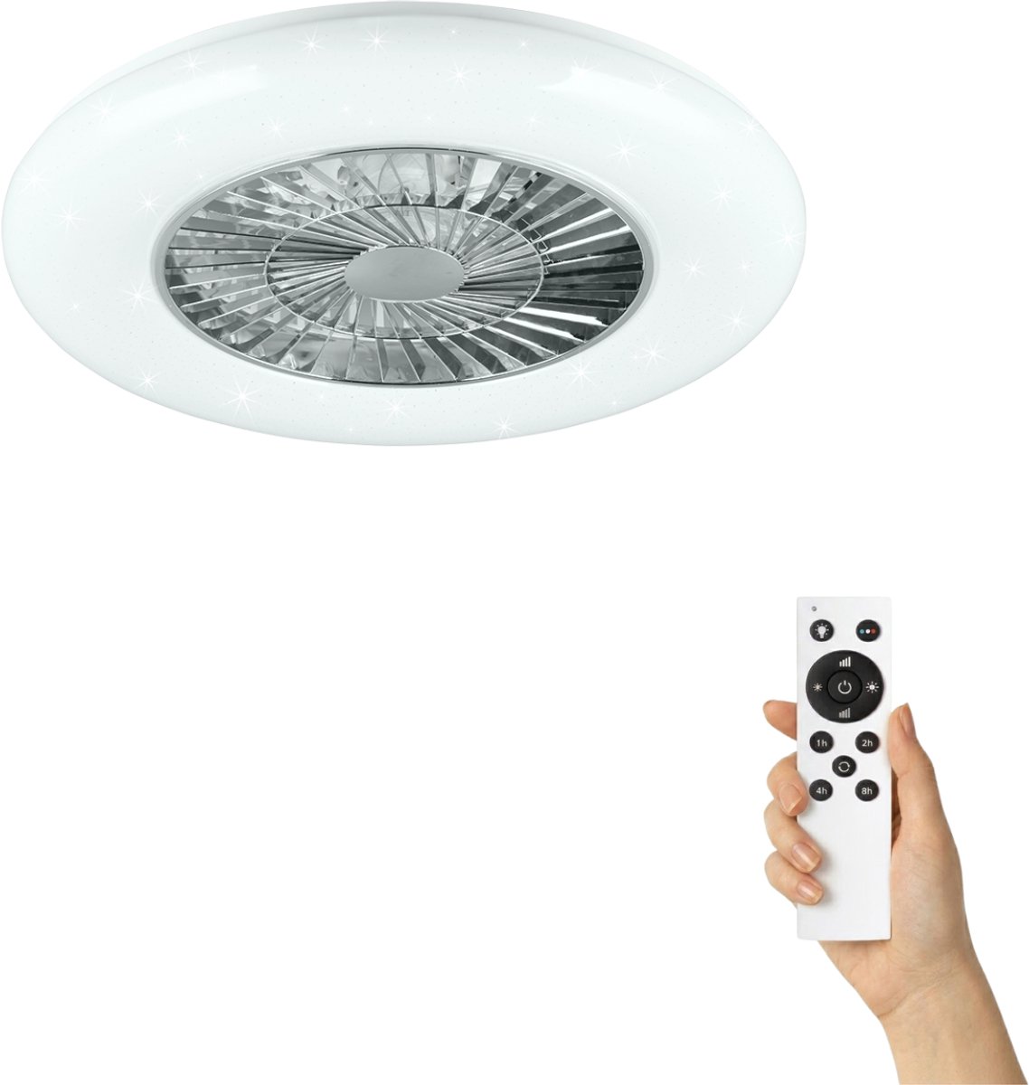 Fantiluxe - Agnes - Plafondventilator met verlichting - Chroom - Ø58cm - Afstandsbediening - Met lamp - Plafond ventilator - Slaapkamer – foto 2