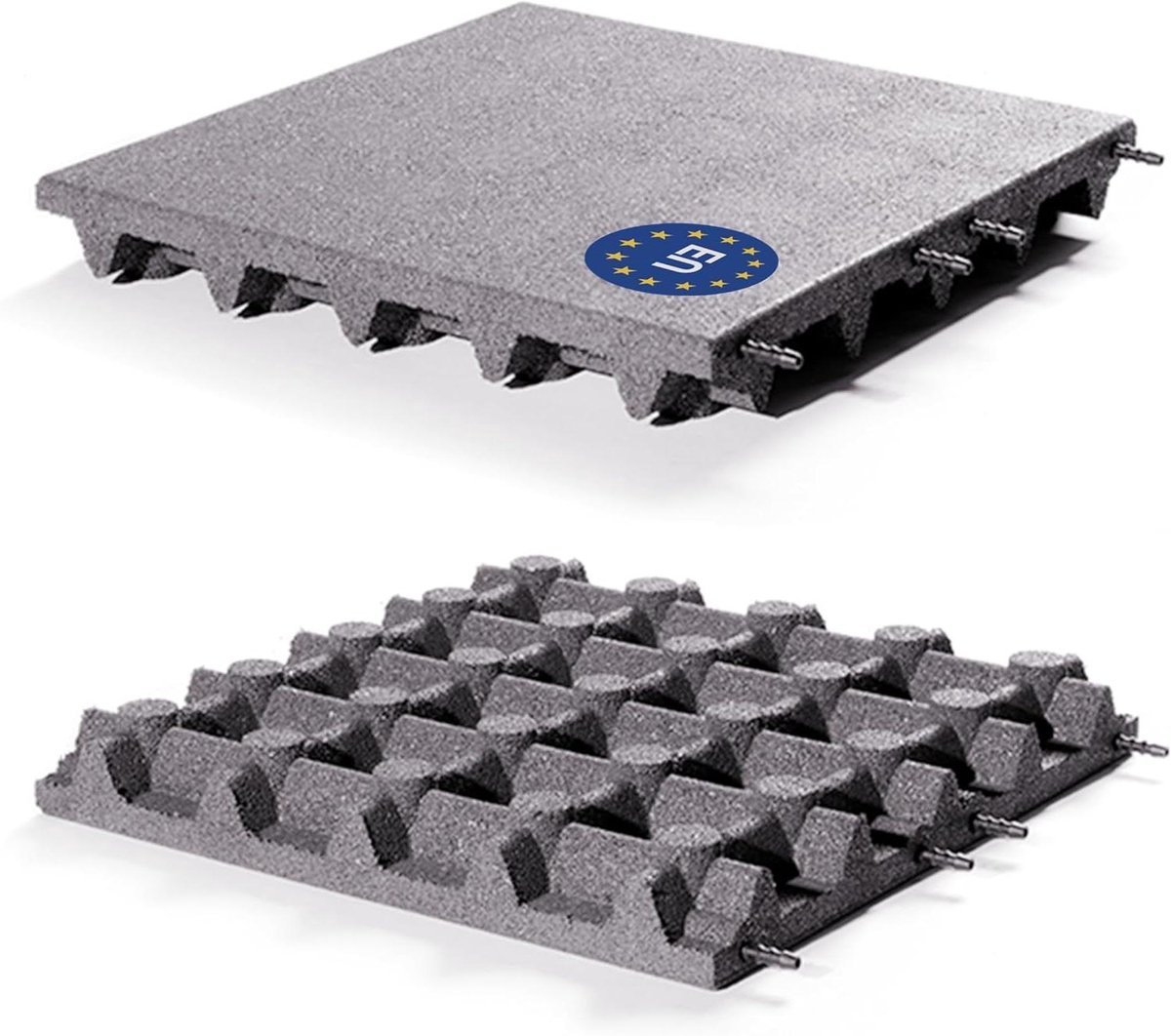 Valdempende rubber tegel - Veiligheidsvloer Speelplek - Veilig Spelen Creëren - Antislip Weerbestendig - 50x50 cm 75mm - Grijs
