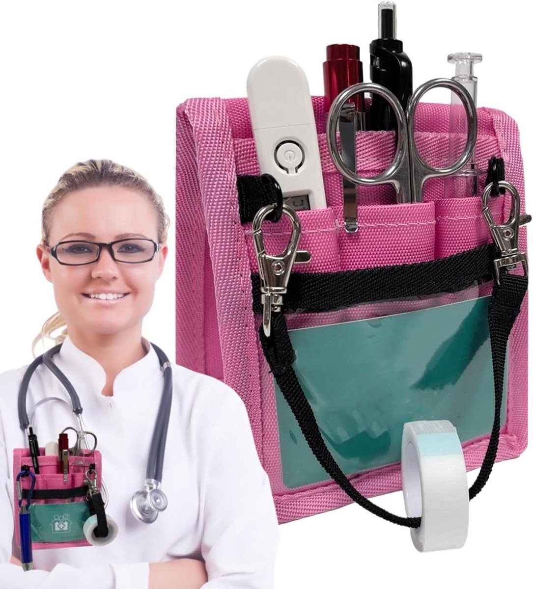 Verpleegkundige Heuptas - Medische Organizer - Gereedschap Opbergen - Robuust Polyester - 115x26cm - Roze