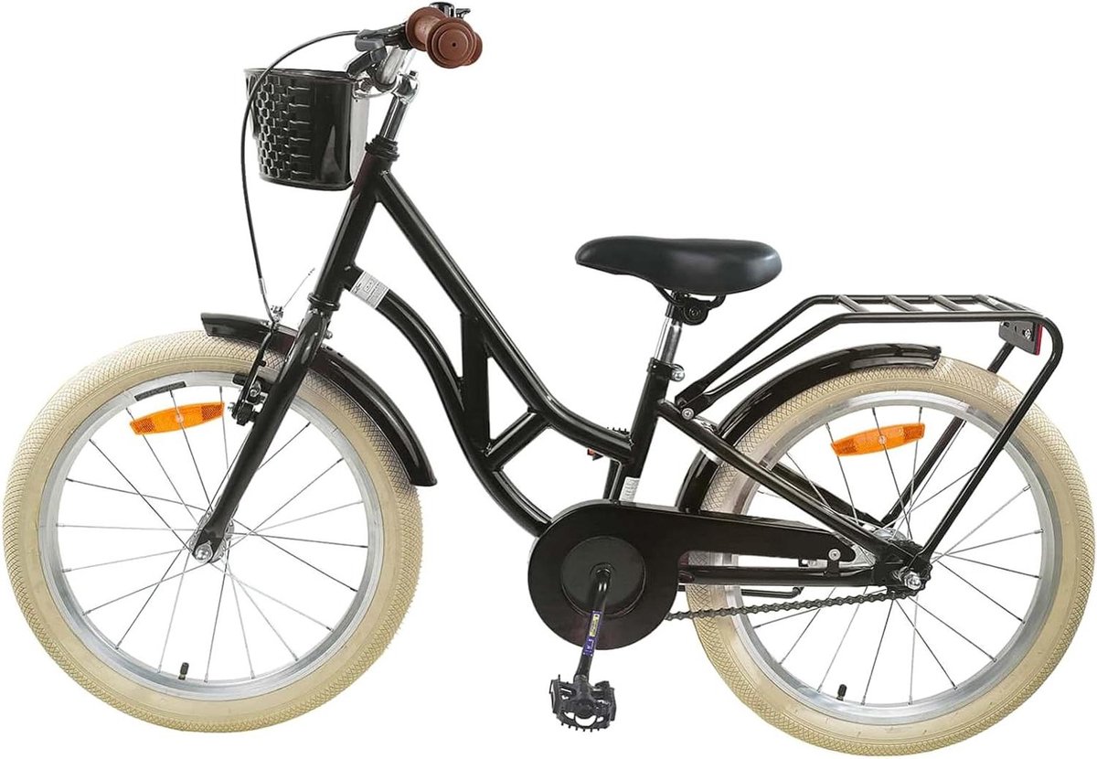 Kinderfiets Stadsfiets jeugd Buiten spelen Stabiel stalen frame 24 inch Zwart