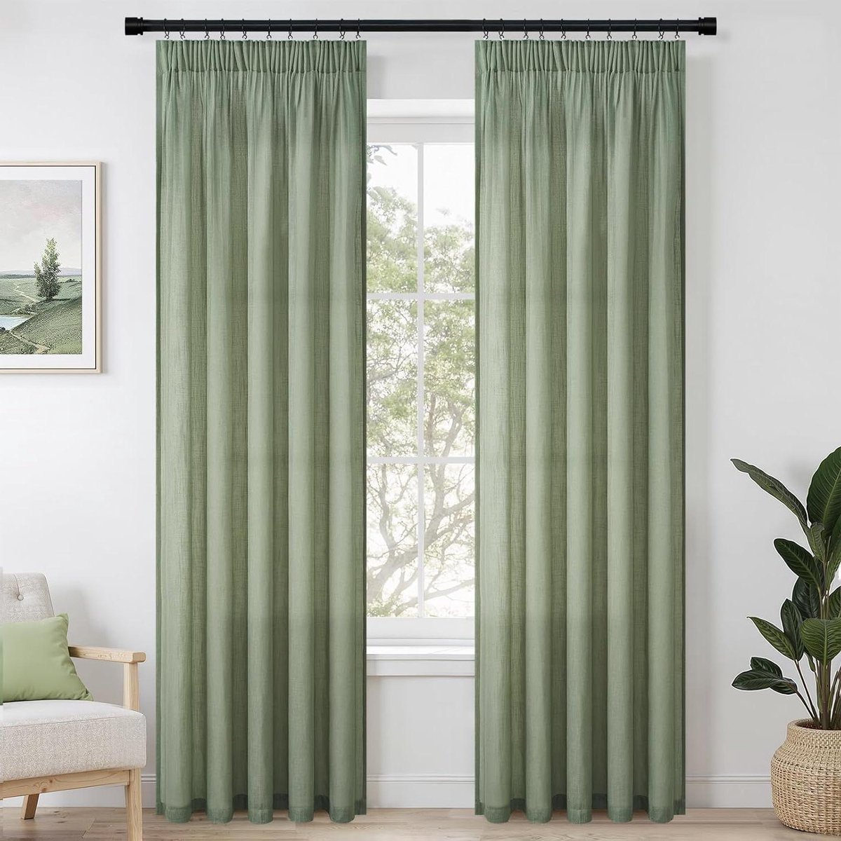 Linnengordijnen Set - Decoratieve Panelen - Woonkamer Verfraaien - Half Transparante Stof