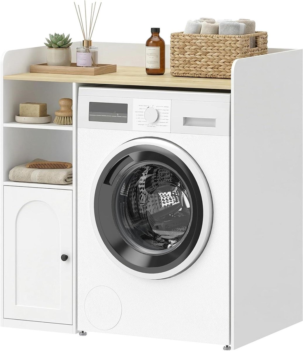 Wasmachinekast - Badkamerkast - Ruimte Besparen - Soft-close deur - 935 x 60 x 100 cm - Wit naturel