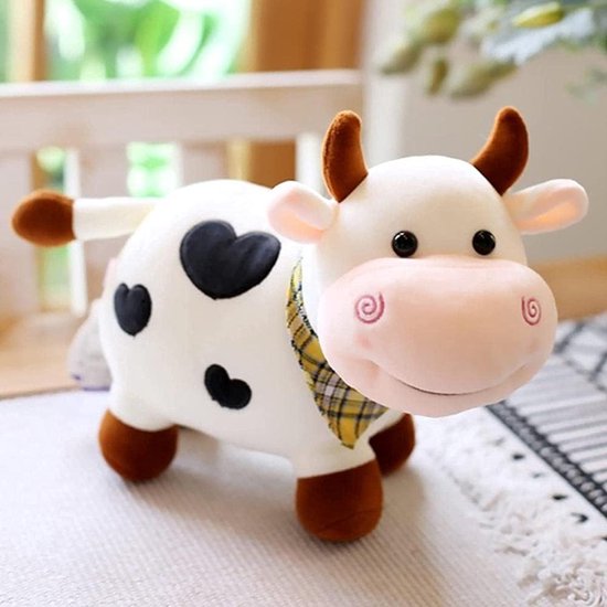 Dierenpluche Pop - Knuffel Dier - Kinderen Spelen - Zacht PP Katoen - 25 x 20 cm - Bruin Wit — afbeelding 4