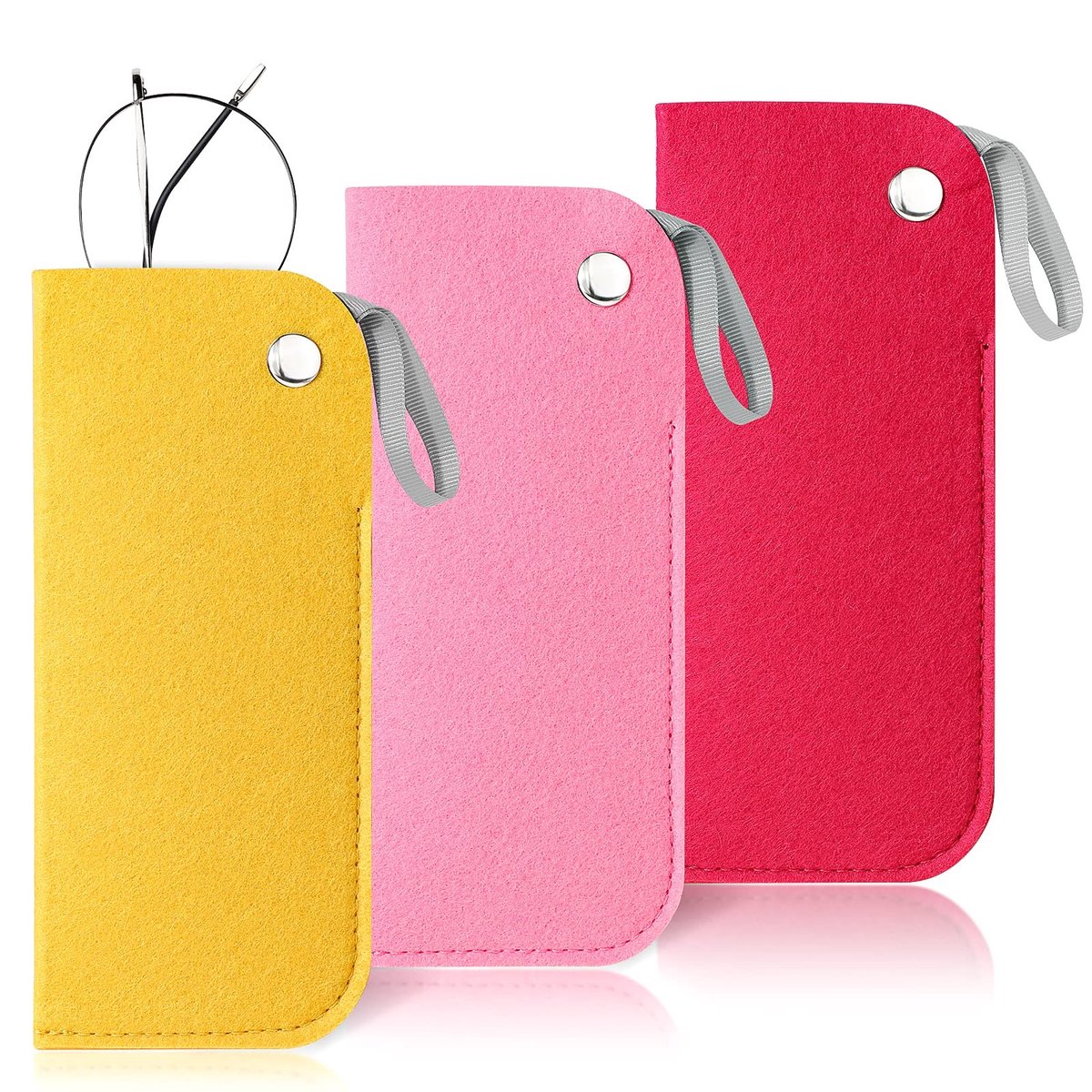Solidchoice - Dailygoody - Zachte Brillen Case - Draagbare Brillenhouder - 3 Pack - Roze - Vilt Case - Geschikt voor Zonnebrillen - Reizen