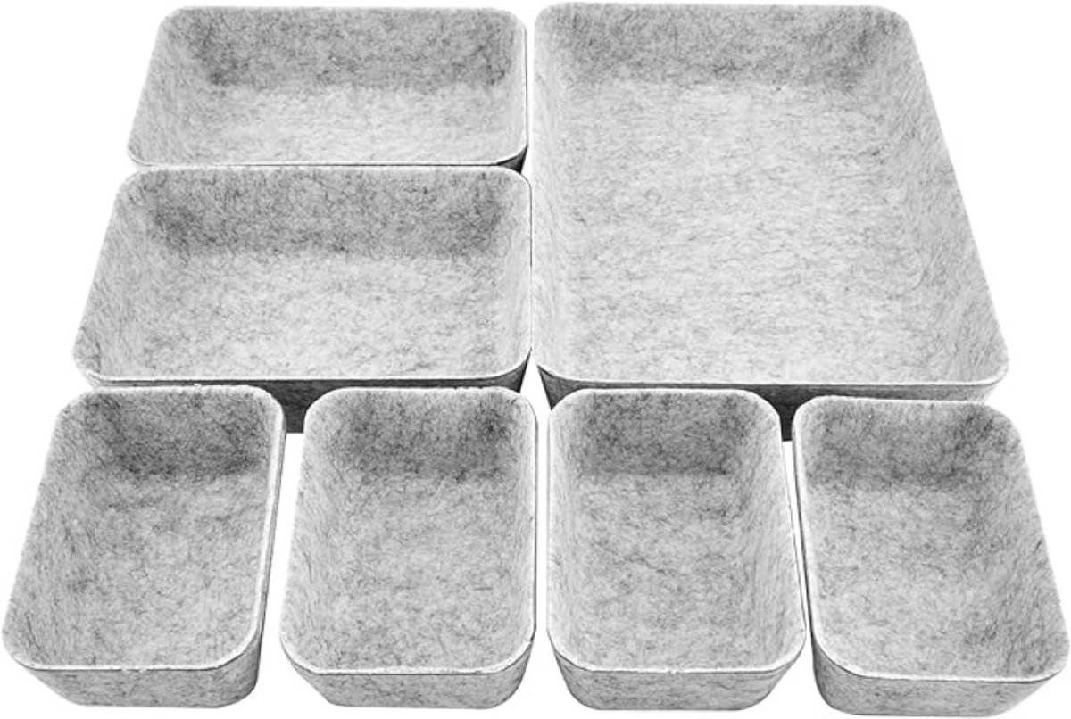Set van 7 Lade-organizer Bakken - Flexibel & Zacht Vilt - Voor Keuken, Kantoor & Make-up