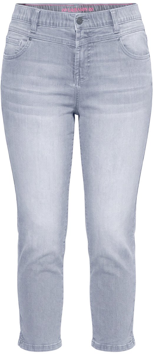 Laurasøn - Dames - Jeans met hoge taille Slim 3/4-lengte - Lichtgrijs denim - Maat 50