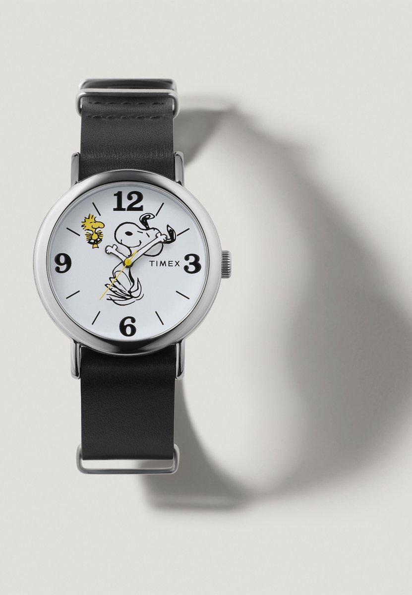 Timex Timex X Peanuts Weekender Snoopy Quartz Analoog Horloge Zwart Kast: 100% Laag Lood Messing | Armband: 100% Leer 40 mm TW2Y60900AJ