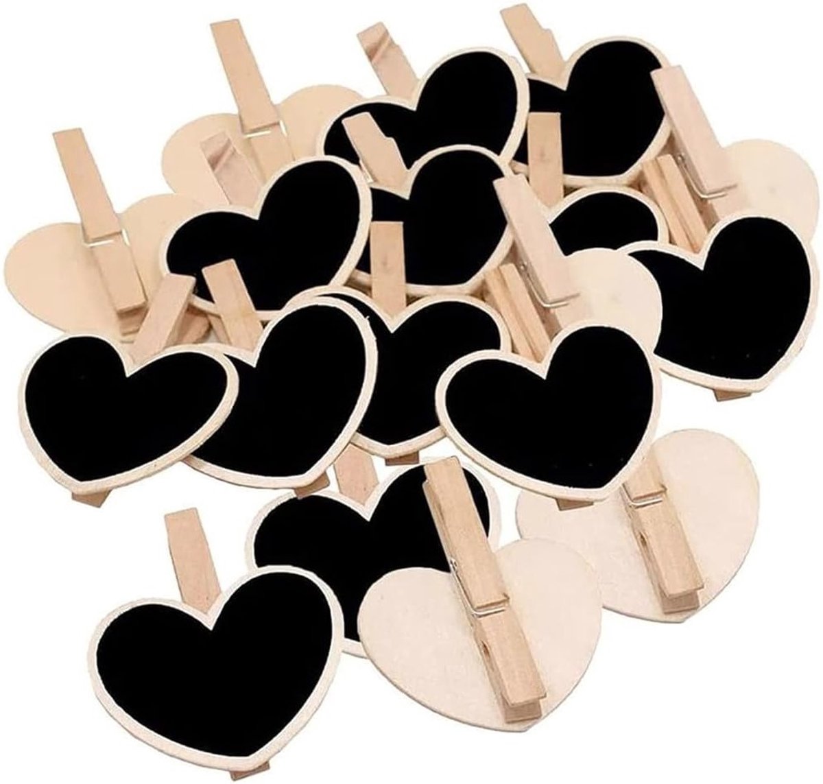 Kleine houten krijtbordjes met clip - 30 stuks voor memo's, prijskaartjes en decoratie voor feesten en evenementen
