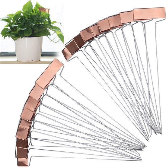20 stuks hoge koperen metalen plantenlabels, tuinpaallabels, herbruikbare plant- en...
