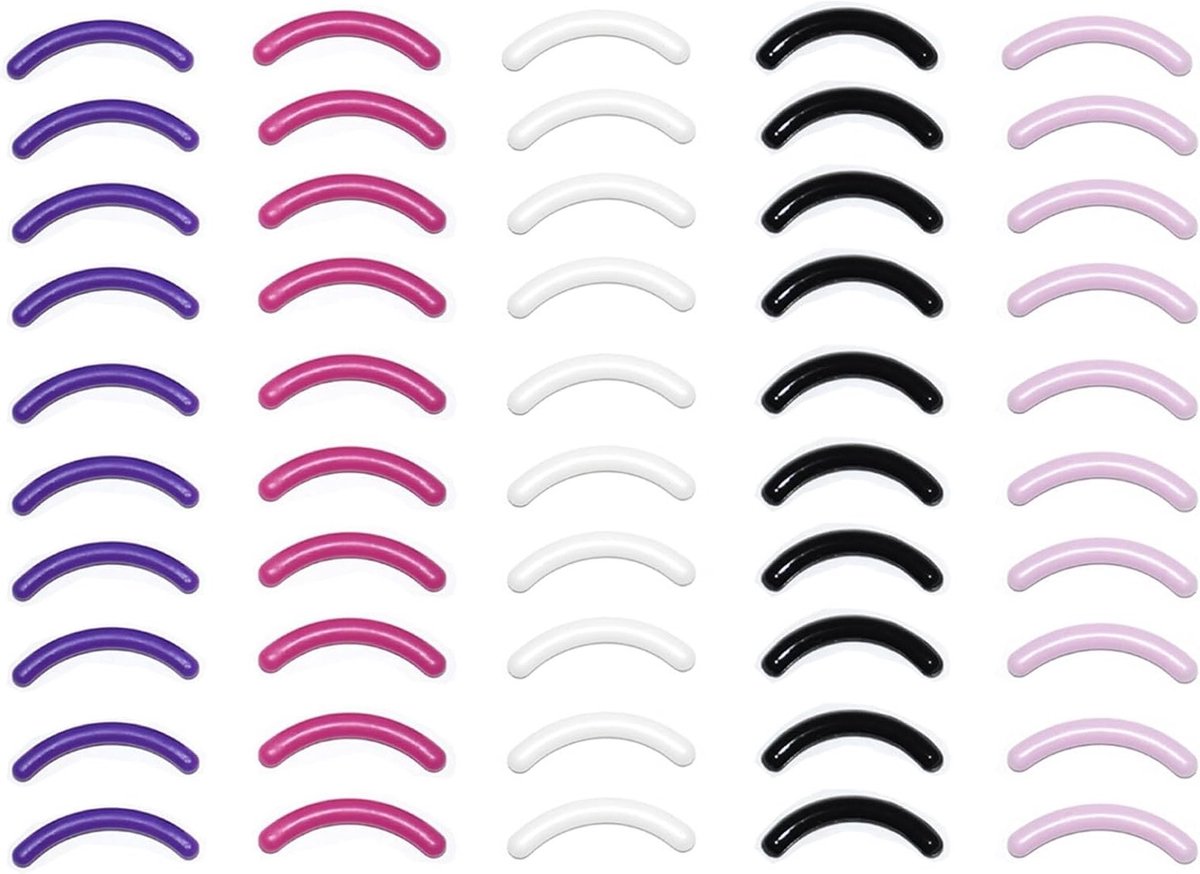 Set van 50 Vervangpads van Siliconen Rubber voor Wimperpincetten - Vijf Kleuren, 10 Strips per Kleur, Ideaal voor Wimperextensions en Schoonmaak