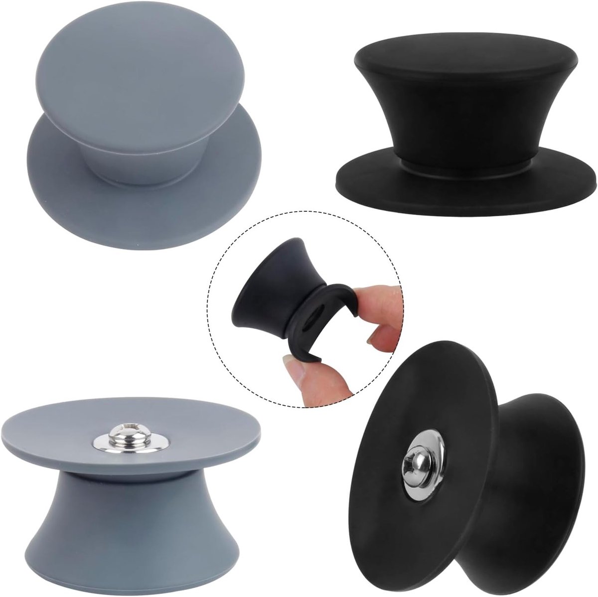 Set van 4 Vervangende Handgrepen voor Potdeksels, Siliconen Knoppen voor Glazen Deksel, Keukenaccessoires voor Potten en Pannen