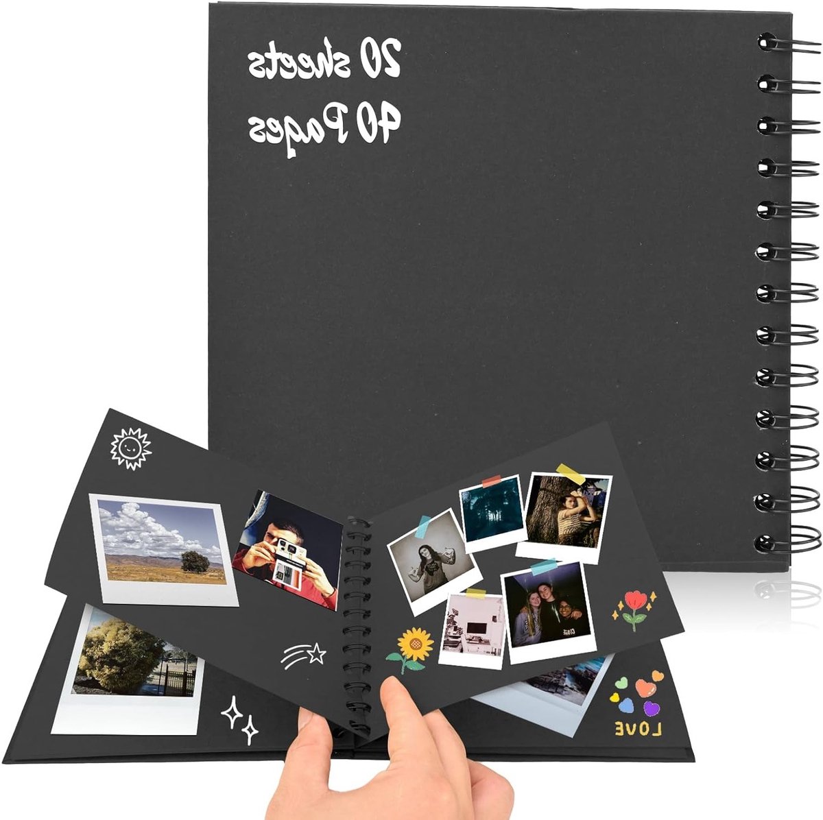 Creatief Fotoboek met 20 Bladen, Ringband Scrapbook van 17 x 17 cm, Perfect als Verjaardagscadeau of Afstudeercadeau