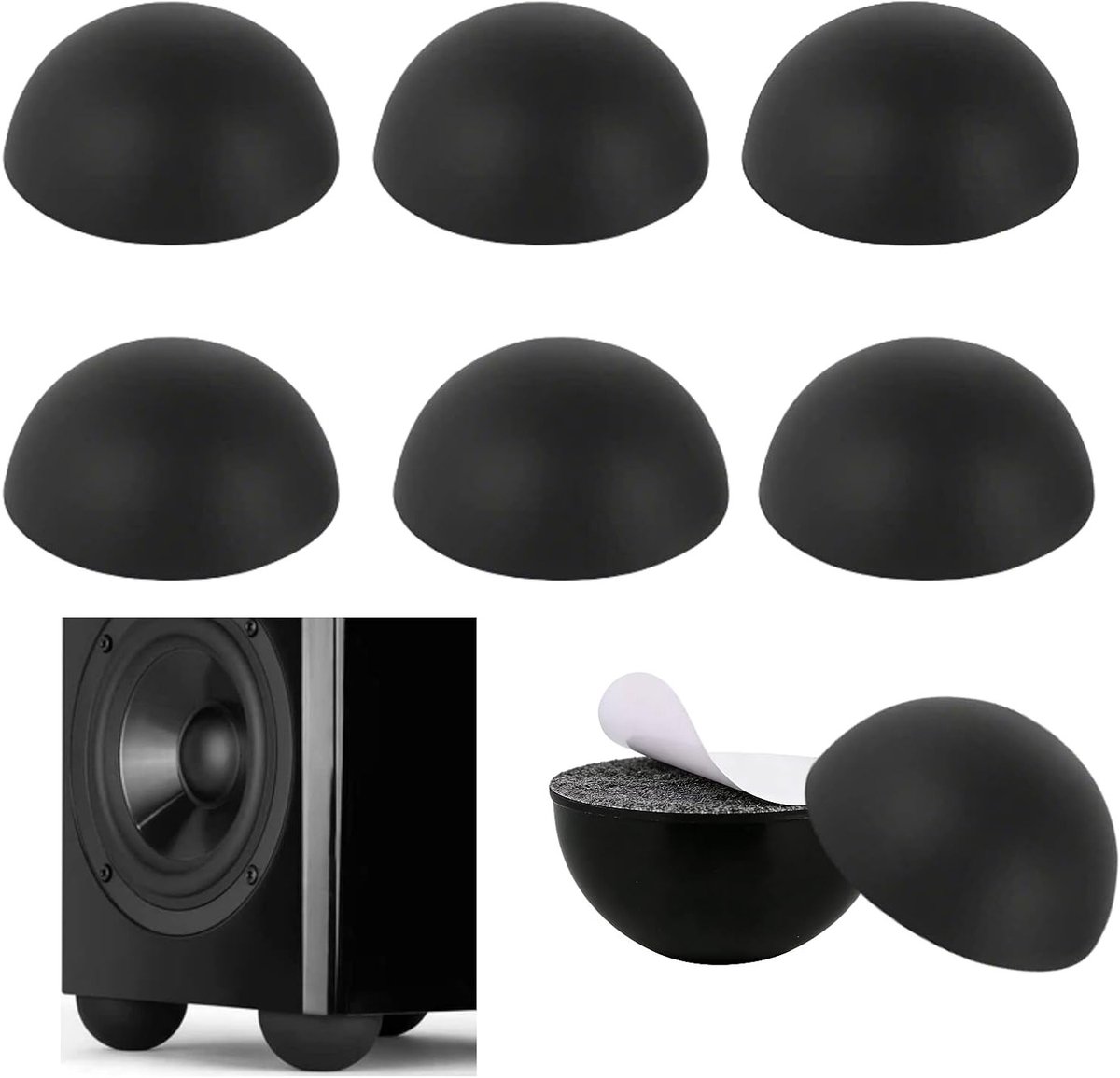 Set van 50 Zelfklevende Rubber Voetjes voor Speakers, Elektronica, Meubels en Laptops - 1.8 cm Hemisferisch Design in Zwart