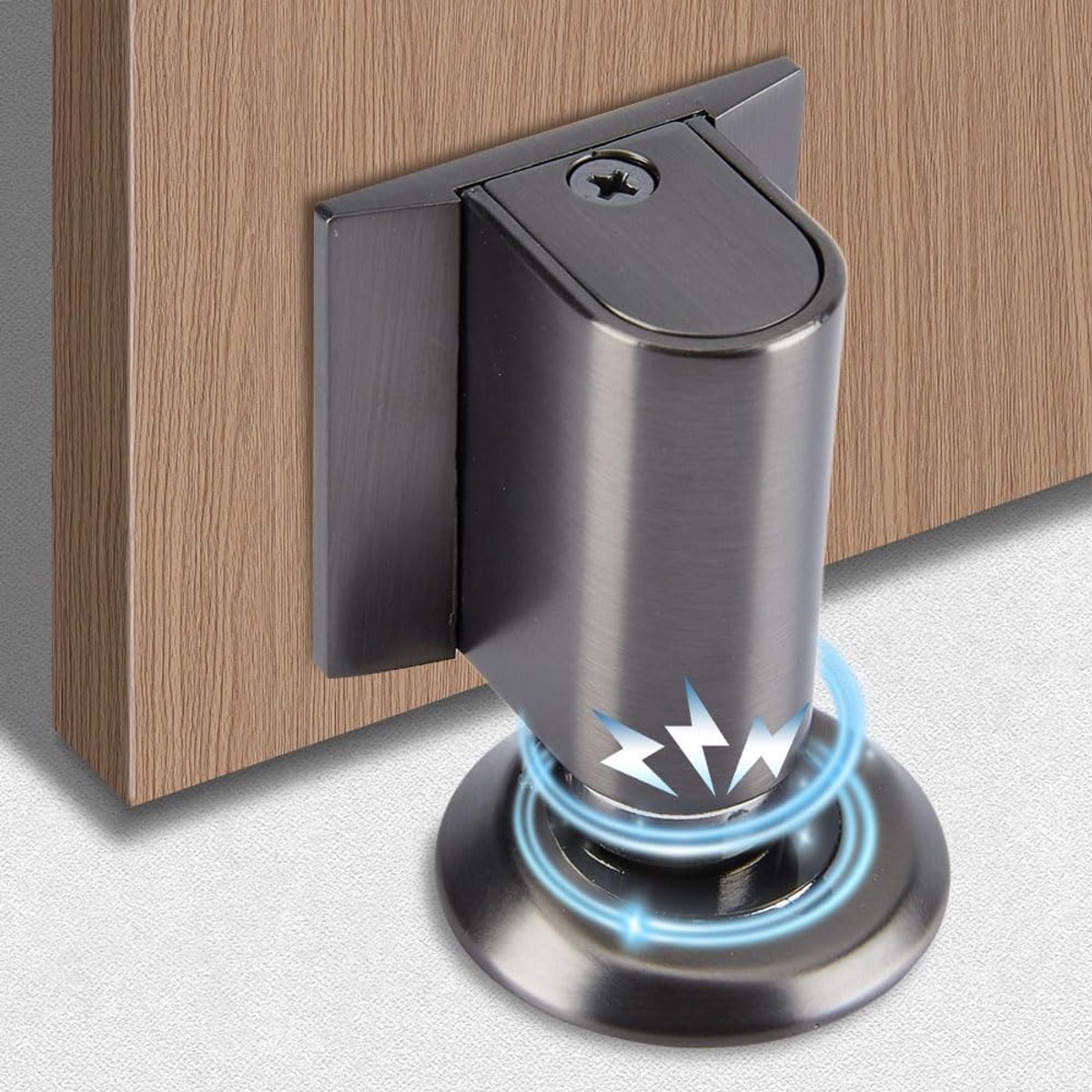 Magnetische deurstopper, stille mechanische deurstopper, geschikt voor binnengebruik, verstelbaar, boren niet nodig, magnetische deursluiting, geschikt voor thuiskantoren, balkons, enz. (grijs)