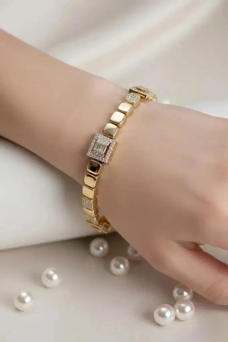 Dorvina 14K Goudkleurig Zirkonia Baguette CM Dames Armband Verkleurt Niet | Stijlvol en Duurzaam Sieraad