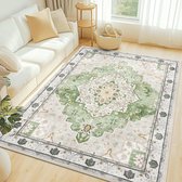 Homaxy - Woonkamerkleed - Zacht Bloemmotief Tapijt - Machinewasbaar Vintage Tapijt - 183x275 cm - Rechthoekig - Lichtgroen